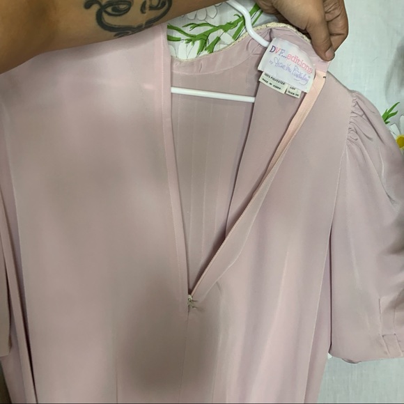 70s DVF pastel purple lace collar puff sleeve midi - Picture 9 of 10